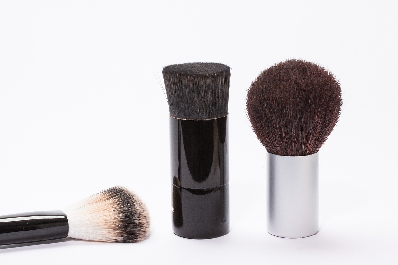 Three different kinds of makeup brushes